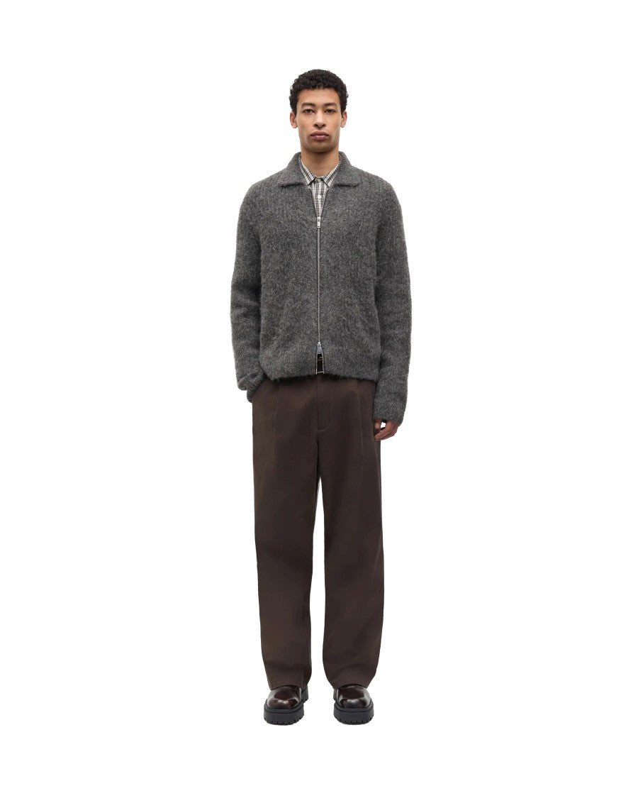 Samsøe Samsøe Dark Grey Sajob Zip Melange Brushed Zip-Through Cardigan