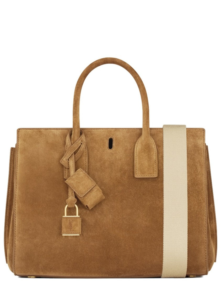 Saint Laurent Structured Small Brown Calf Leather Tote