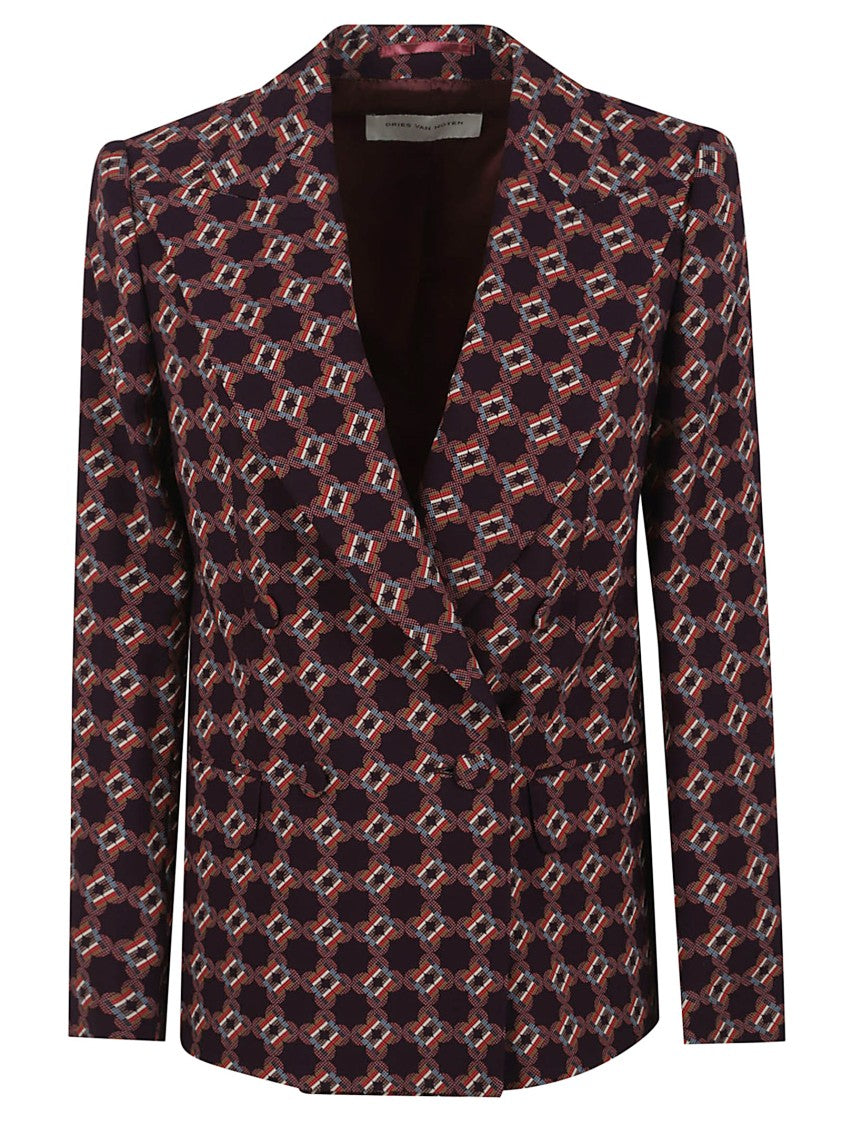 Dries Van Noten Tailored Blazer With Geometric Pattern In Viscose