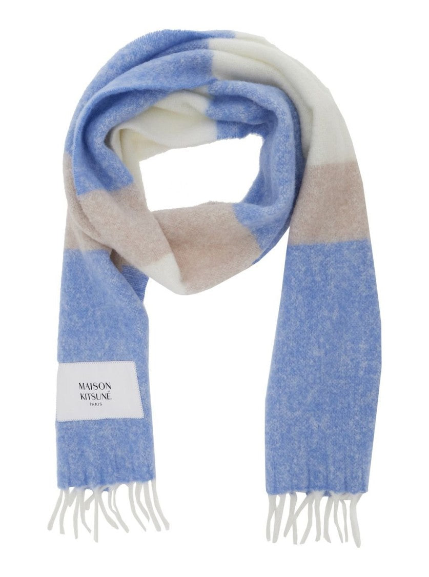 Maison Kitsuné Alpaca Blend Scarf With Subtle Striped Pattern