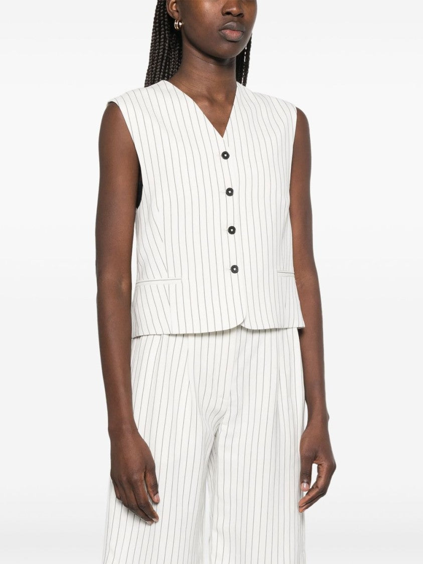 Loulou Studio White Striped Waistcoat