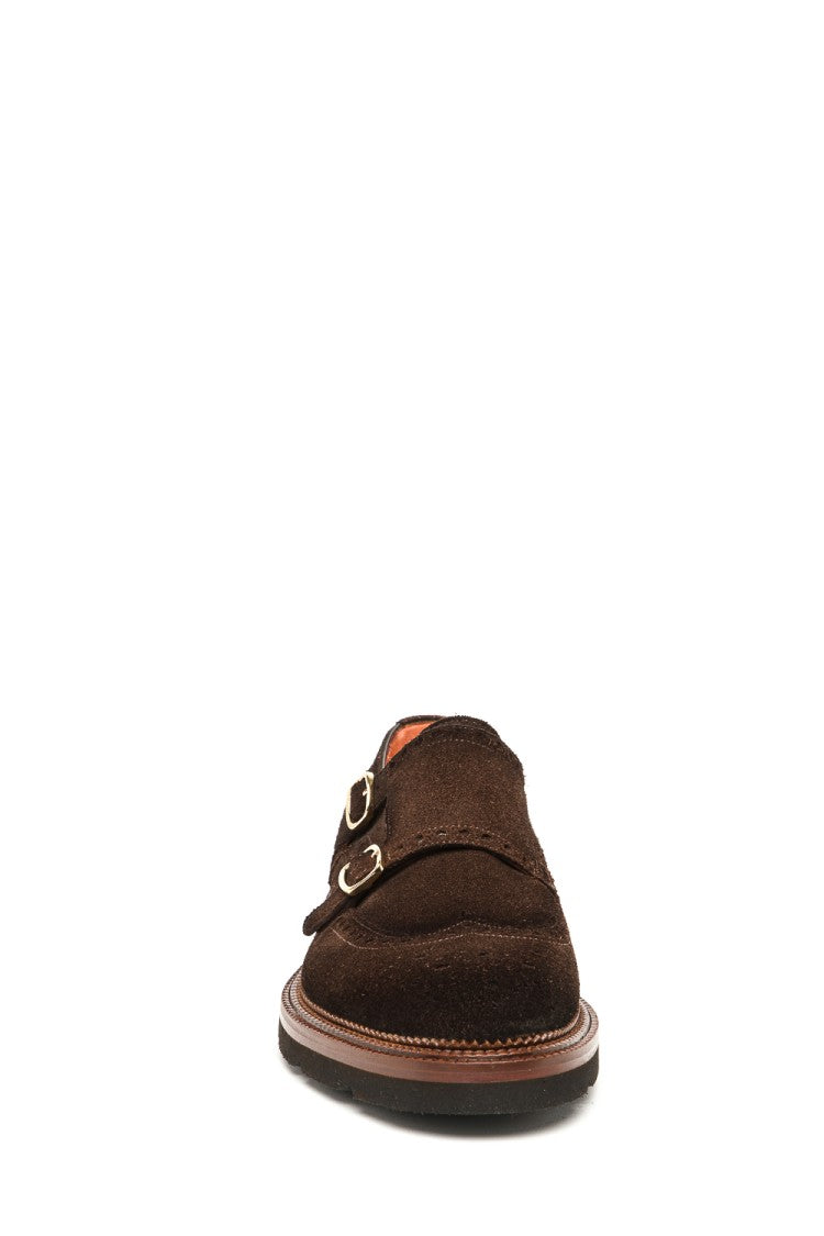 Santoni Double-Buckle Suede Shoes