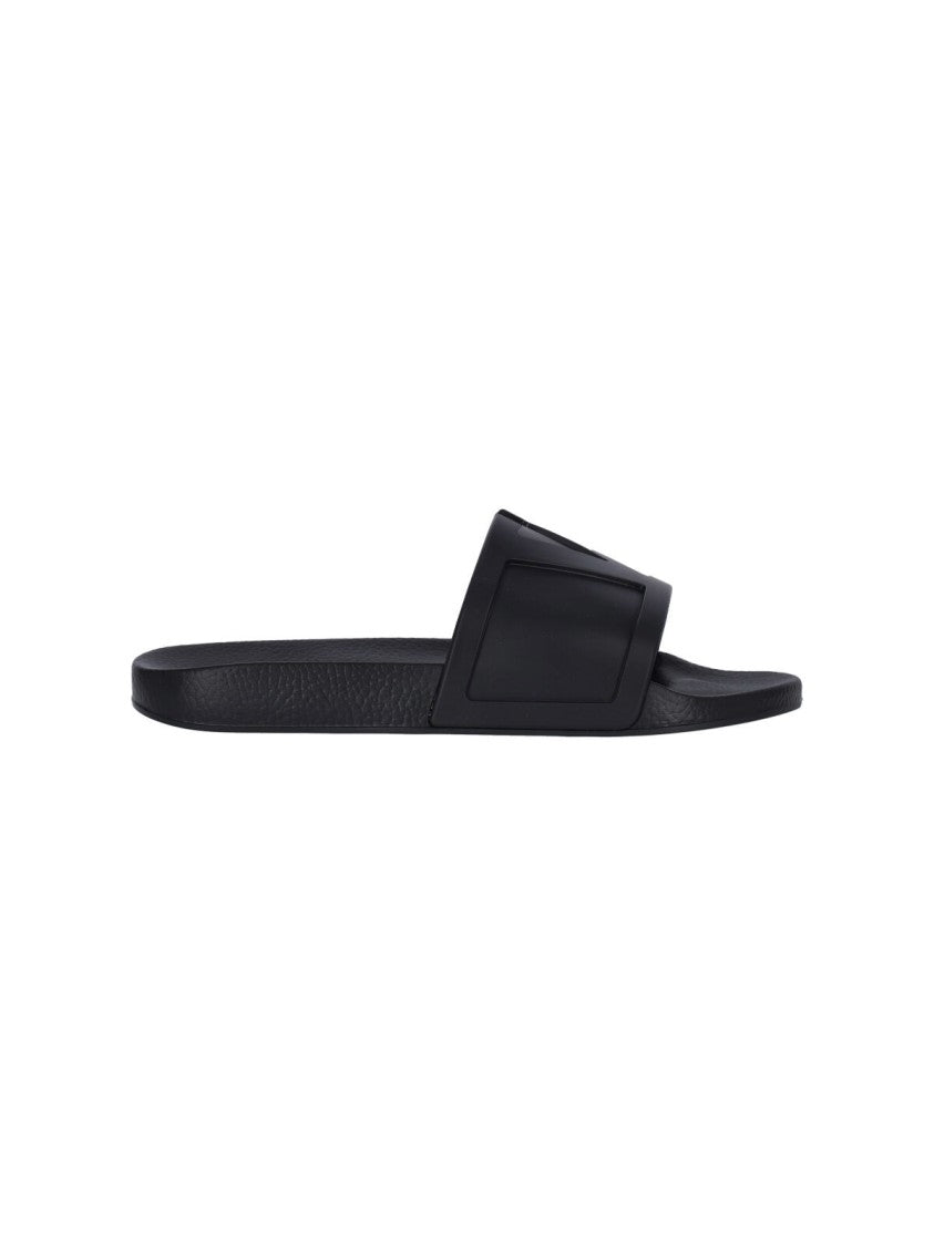 Valentino Garavani Logo Slide Sandals – Black