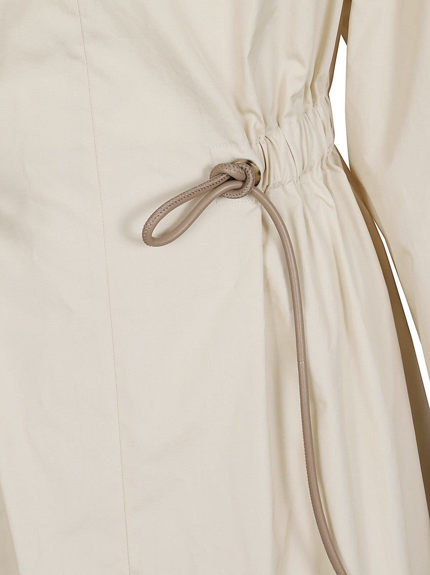 Max Mara V-Neck Dress With Drawstring Front And Elegant Collar