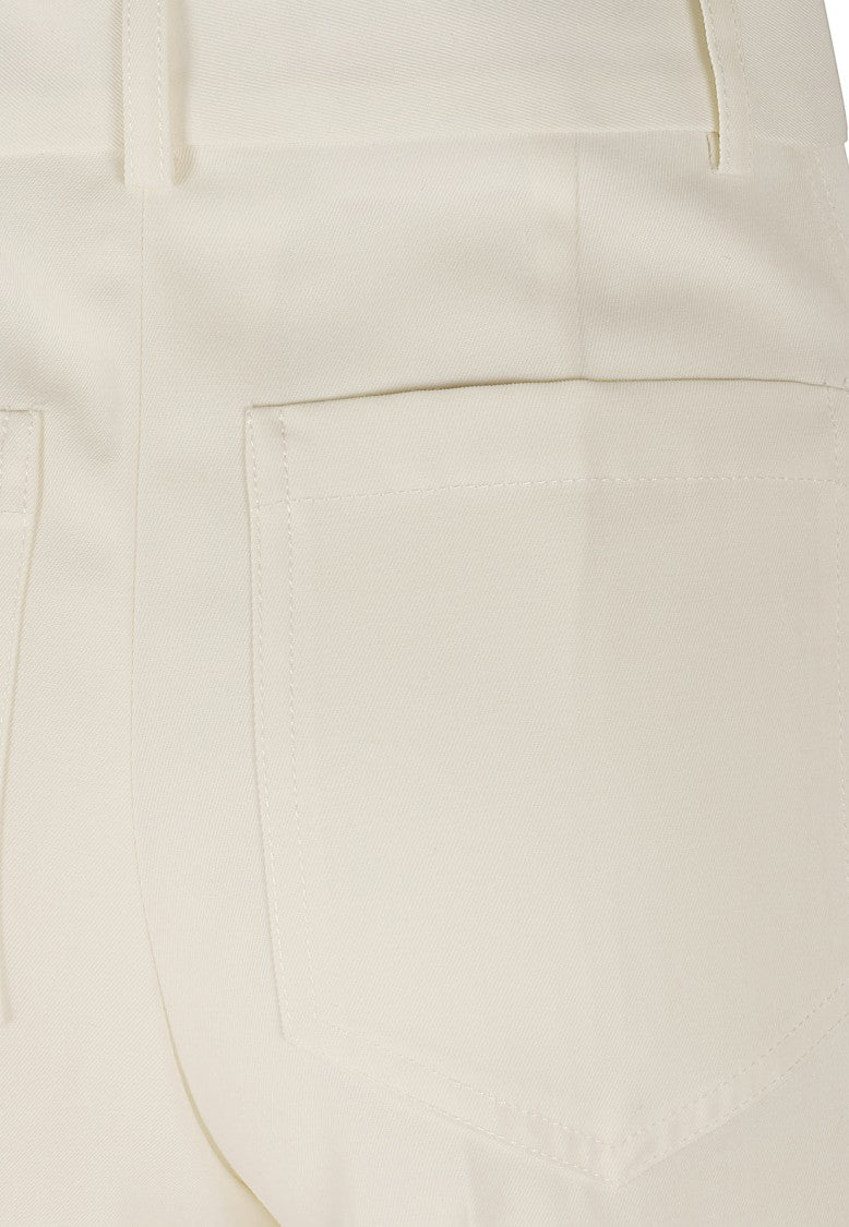 Victoria Beckham Refined White Wool Blend Tailored Trousers