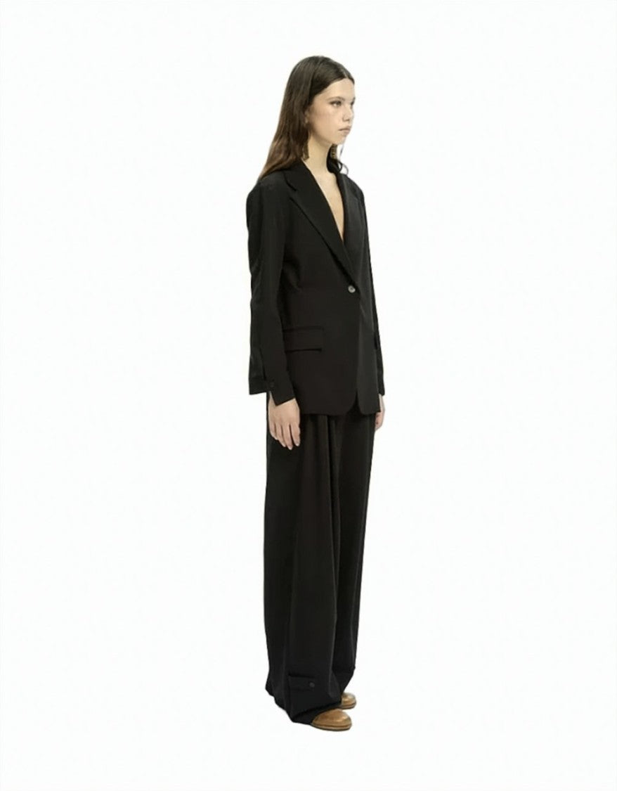 Mlo Structured Classic Lapel Button-Front Tailored Jacket