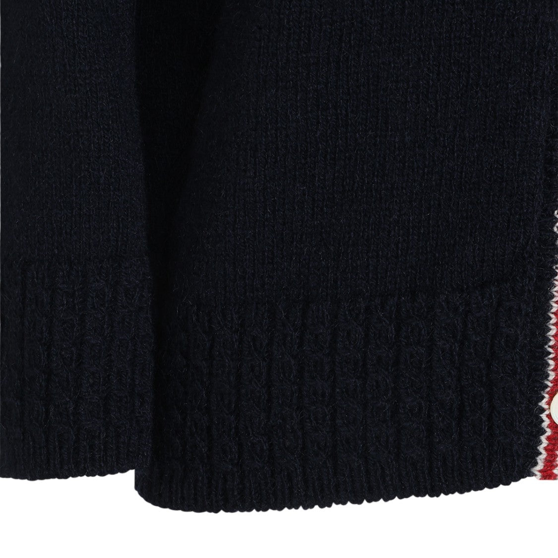 Thom Browne Button-Up Sweater With Unique Dog Pattern And Striped Cuffs