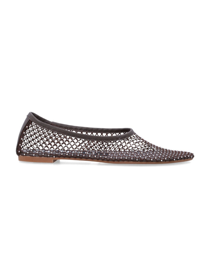 Senso Mesh Design Ballet Flats With Crystal Embellishments