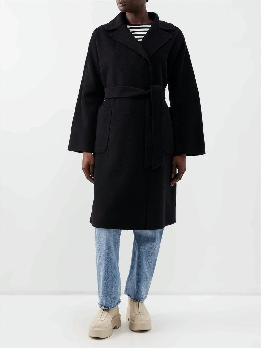 Max Mara Knee-Length Wool Coat With Self-Tie Belt