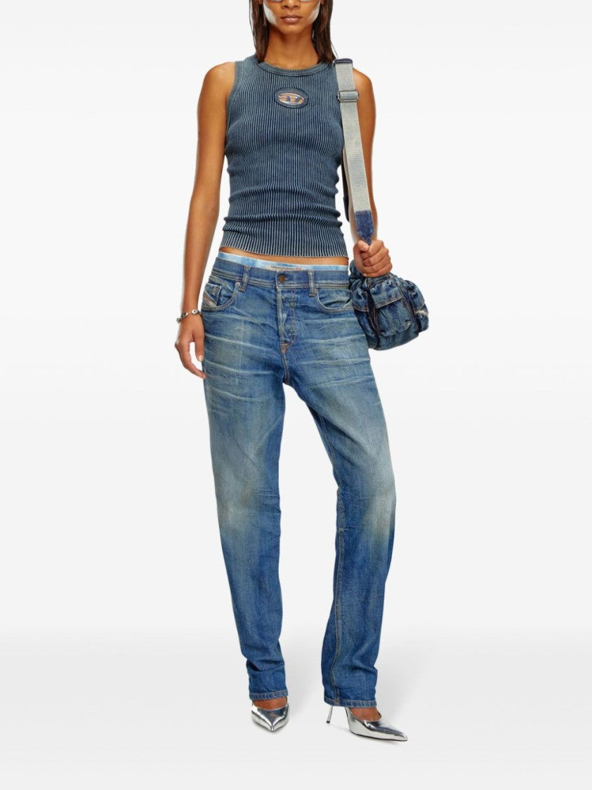 Diesel Ribbed Sleeveless Top With Distinctive Logo Detail