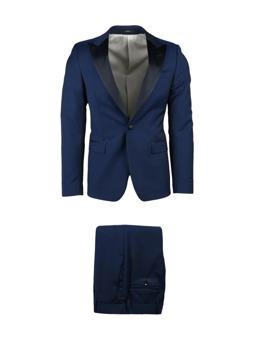 Paoloni Virgin Wool Satin Suit With Satin-Finished Details