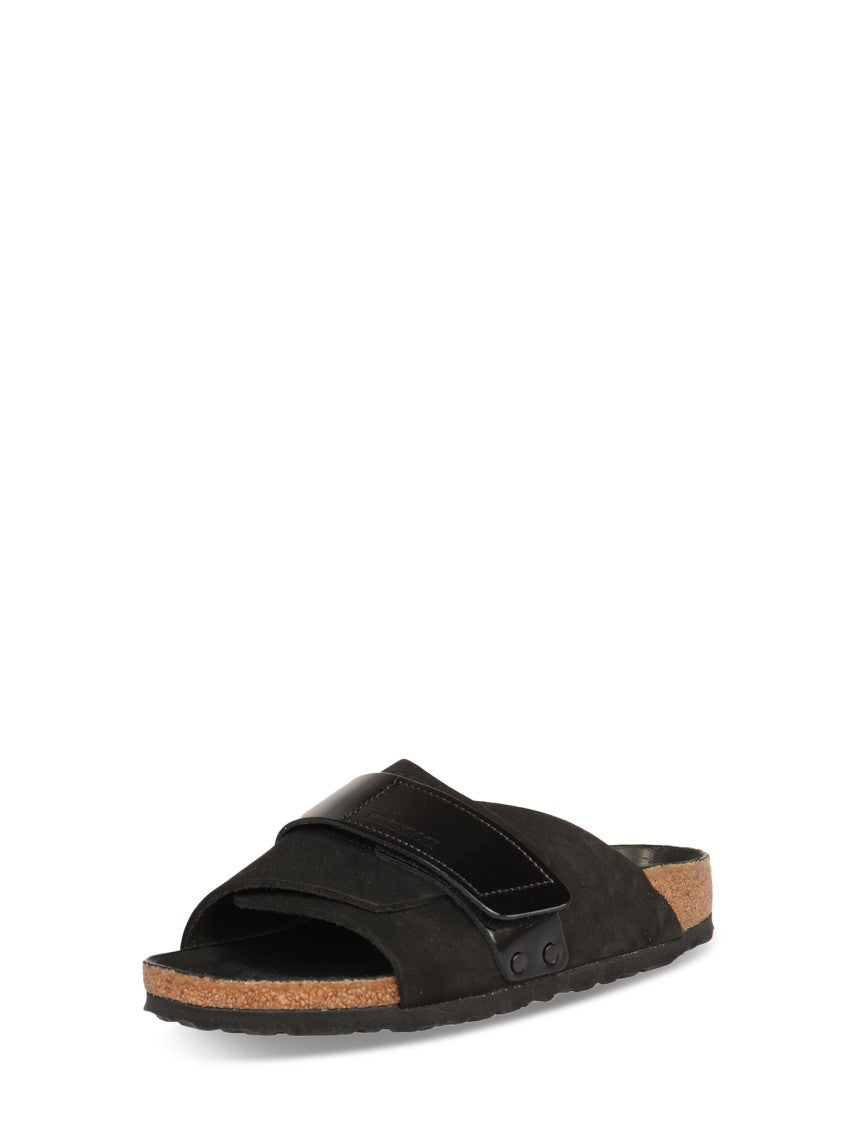 Birkenstock Contoured Black Leather Slip-On Sandals