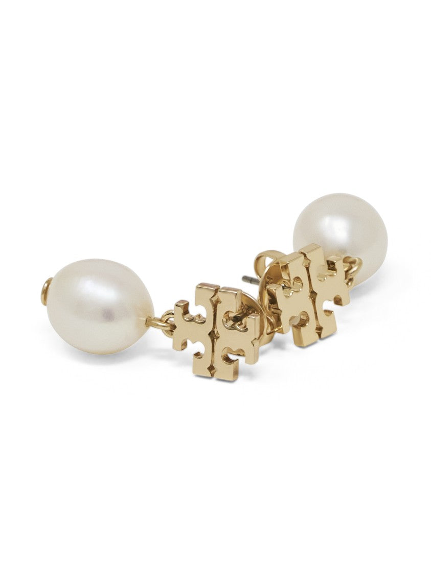 Tory Burch Moondance Pearl Brass Drop Earrings