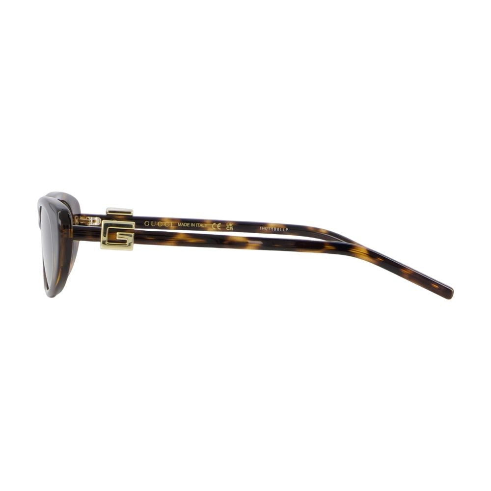 Gucci Oval Brown-Tinted Acetate Sunglasses With Gold Logo Detail