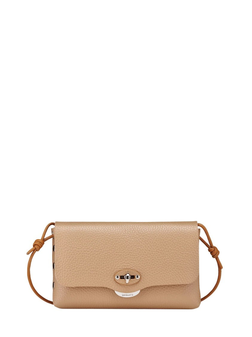 Zanellato Brown Textured Leather Twist Lock Shoulder Bag