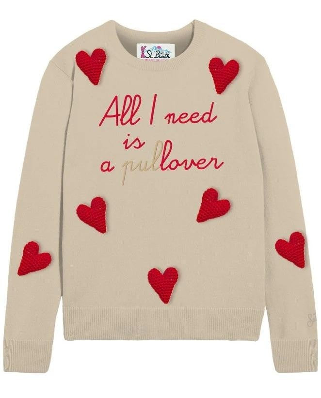 Mc2 Saint Barth Regular Fit Beige Knit Pullover