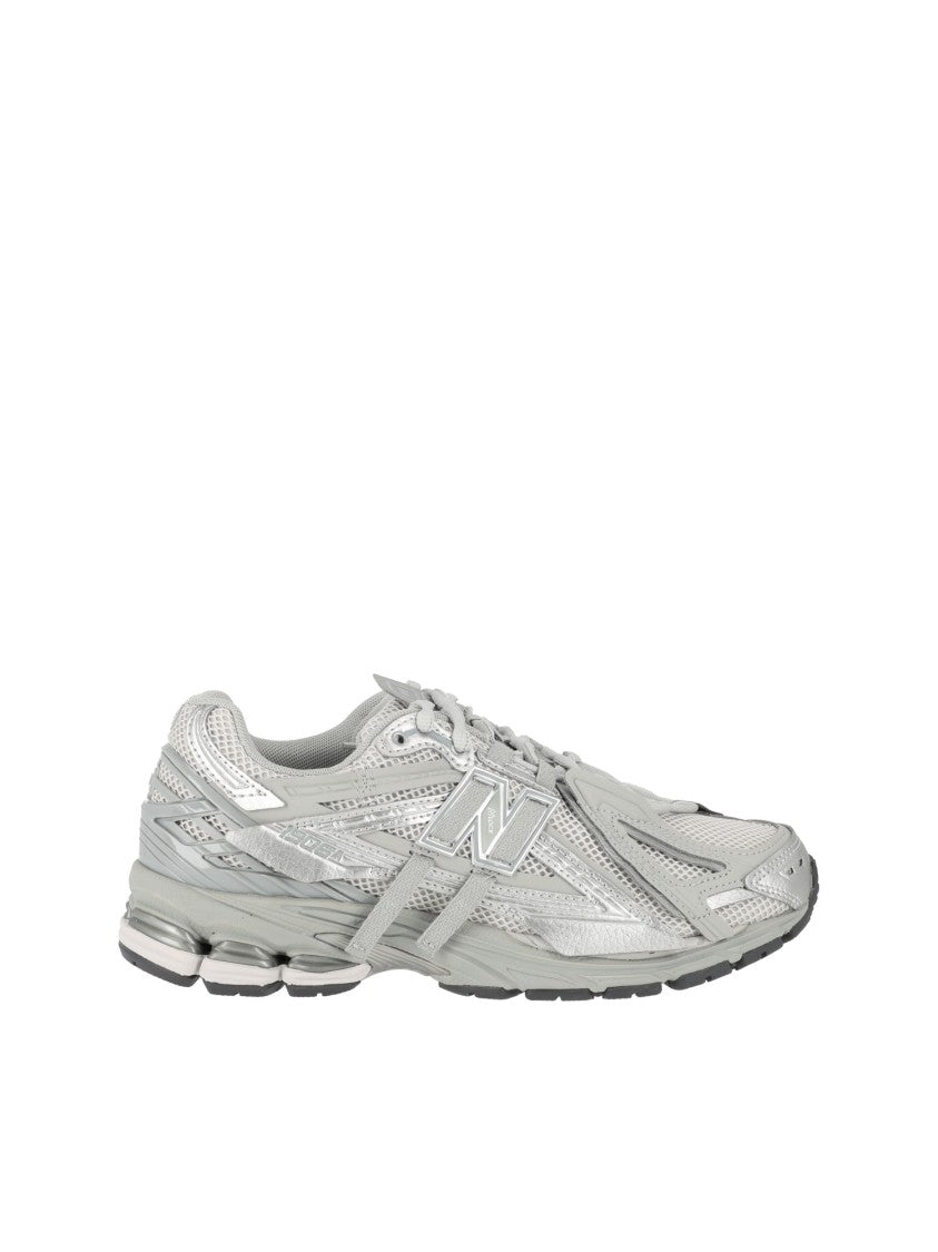 New Balance Grey/Silver Synthetic-Mesh Sneakers