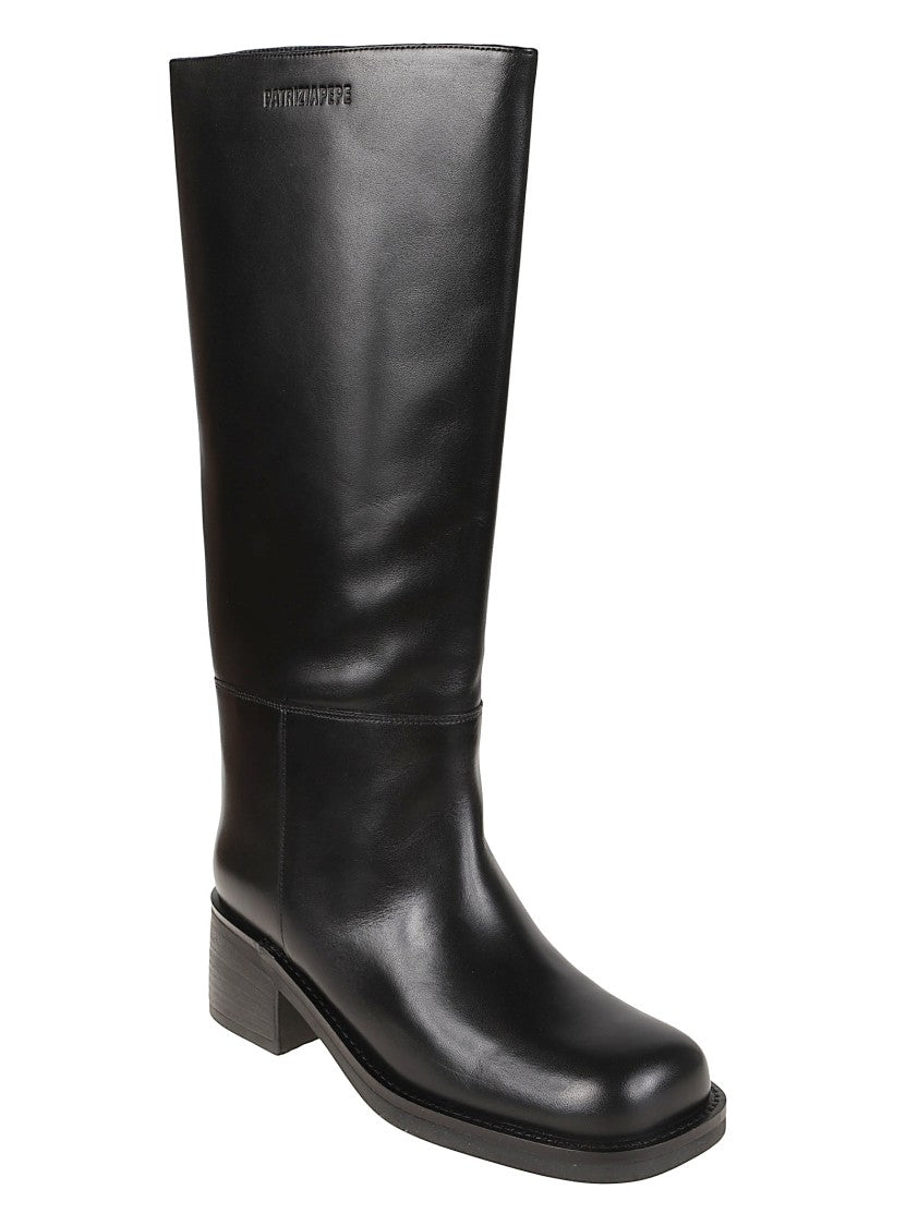 Patrizia Pepe Daily Square Calf Leather Mid-Calf Boots