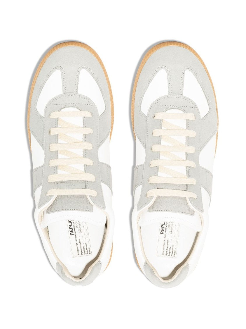 Maison Margiela White Sneakers With Textured Panels And Gum Rubber Sole