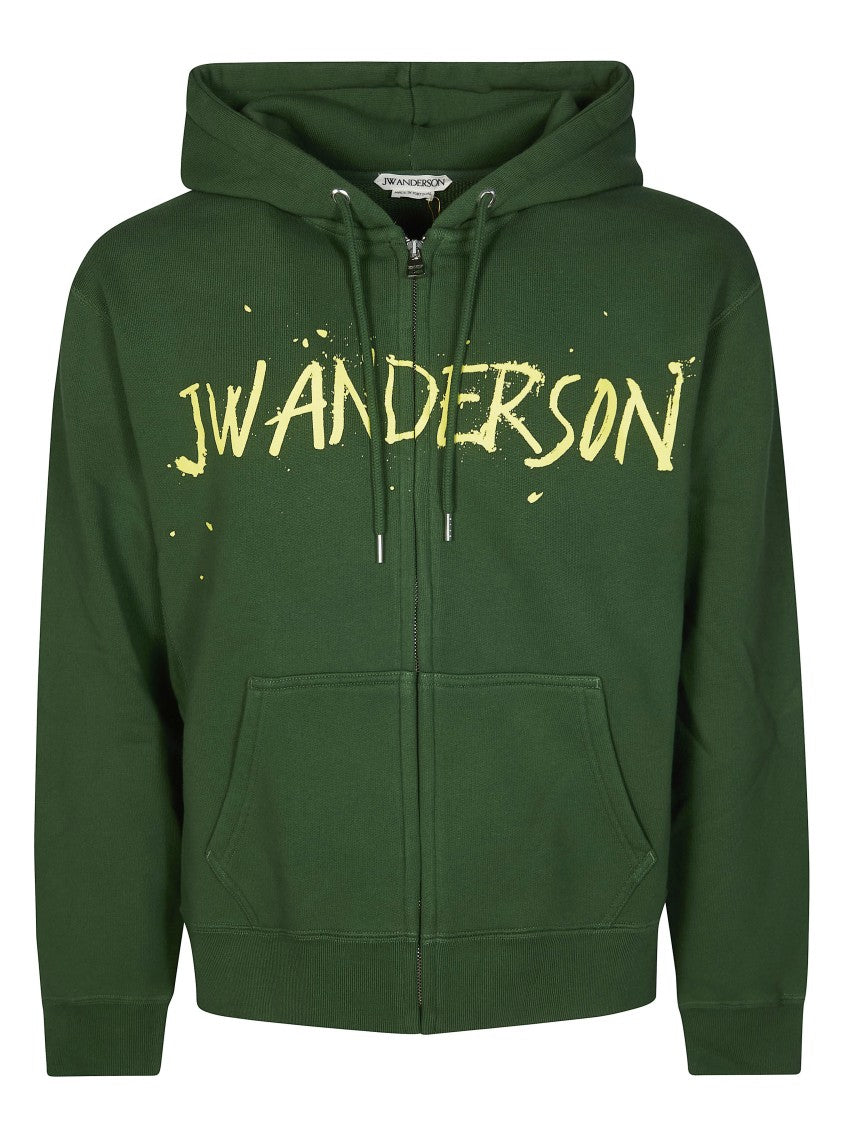 J. W. Anderson Bold Graphic Drawstring Zip-Up Hoodie