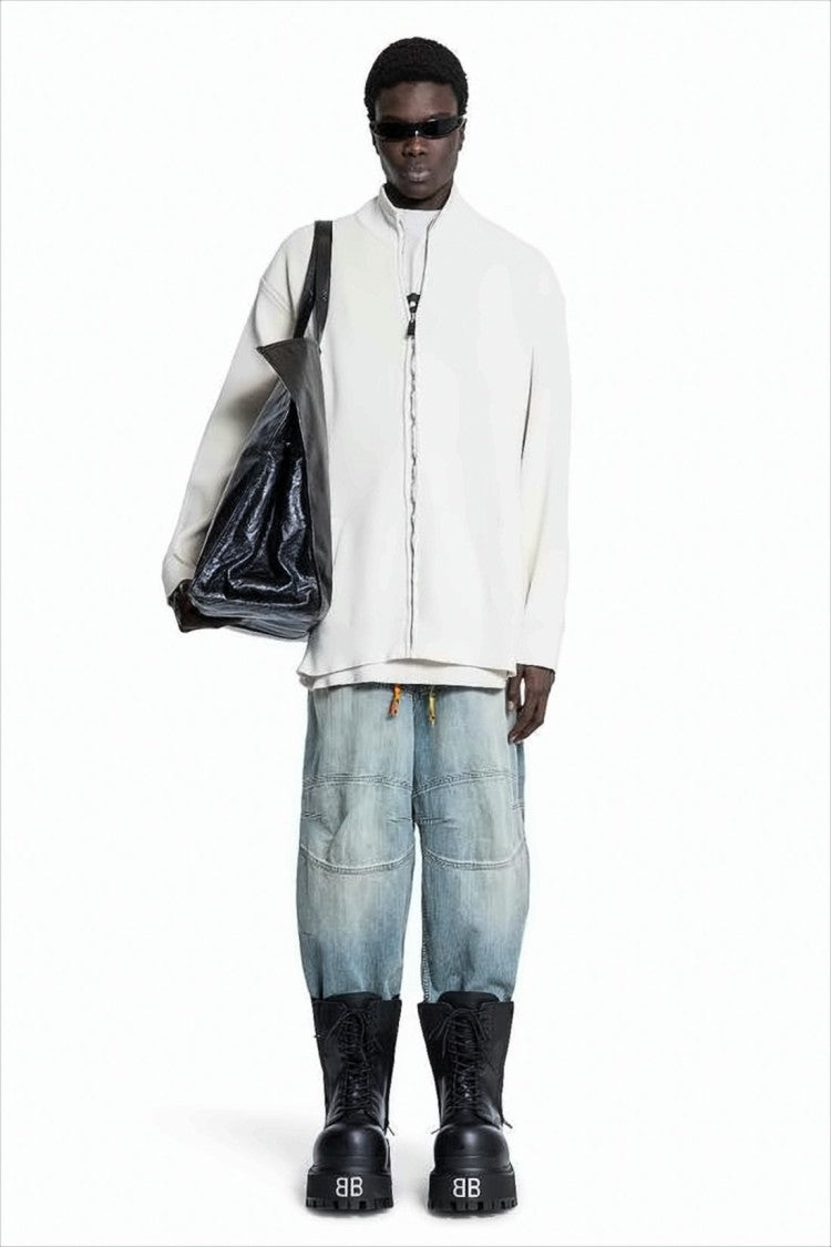 Balenciaga Wide-Leg Denim Pants With Drawstring And Vintage Wash