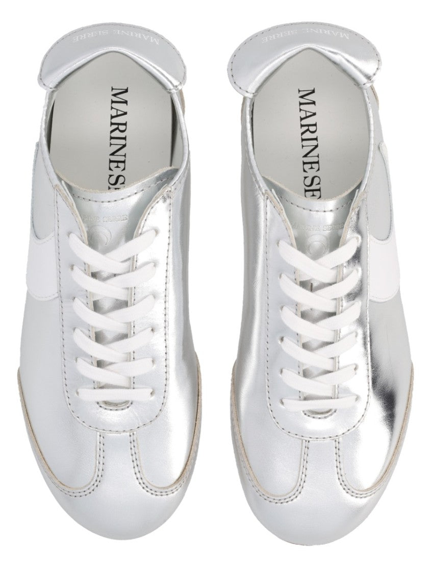 Marine Serre Silver Astra Metallic Leather Sneakers