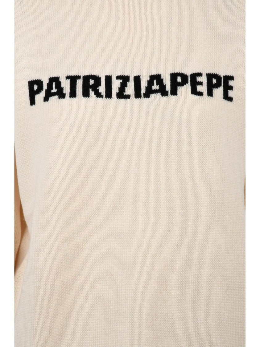 Patrizia Pepe Acrylic And Wool Blend Sweater With Bold Lettering