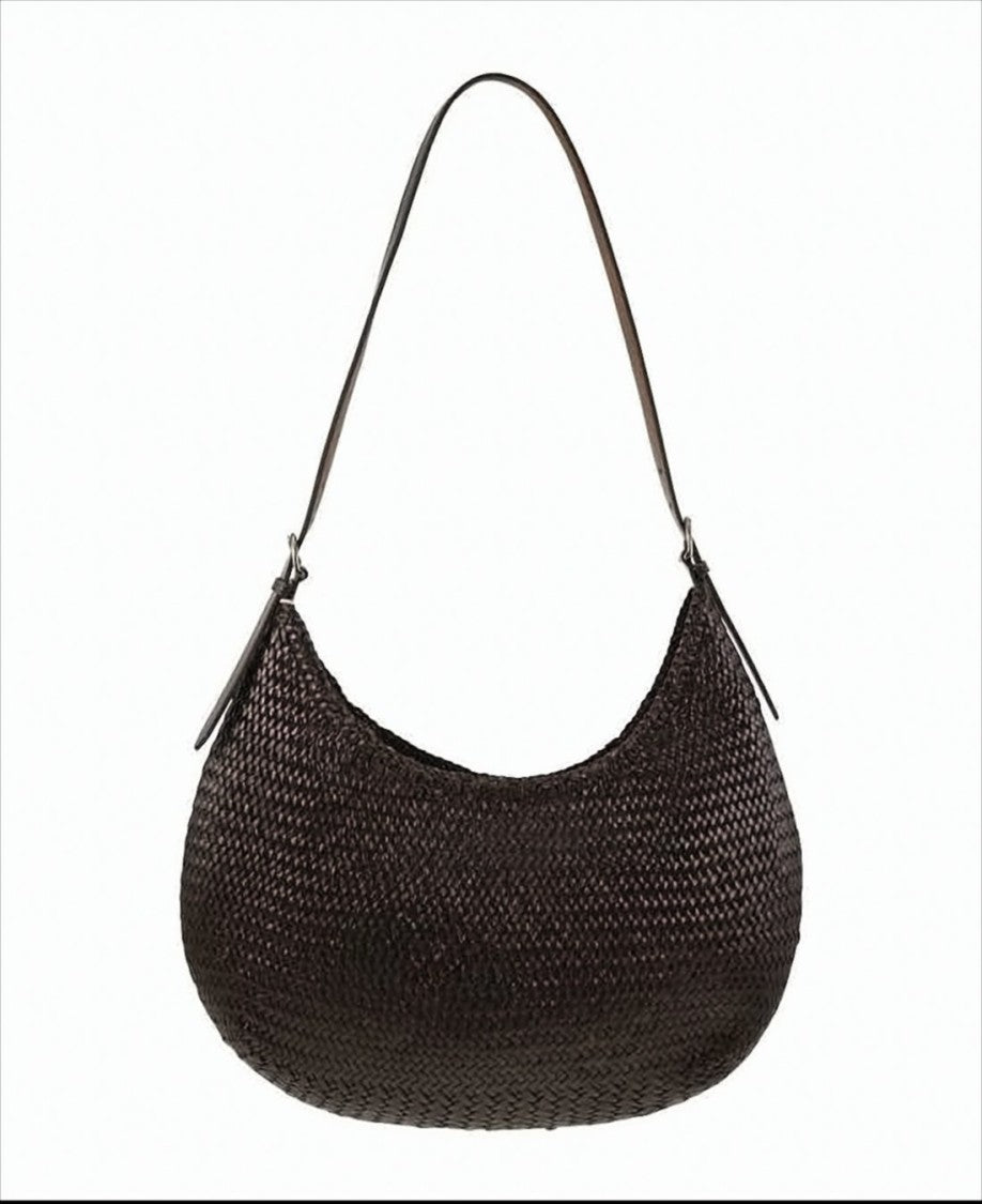 Dragon Diffusion Crescent-Shaped Woven Buffalo Leather Shoulder Bag