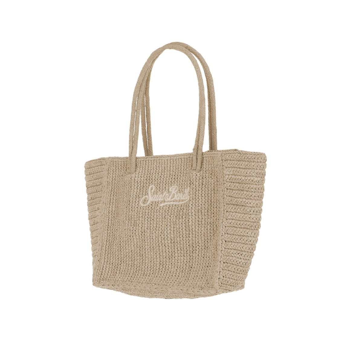 Mc2 Saint Barth Woven Raffia Handbag With Front Logo Detail