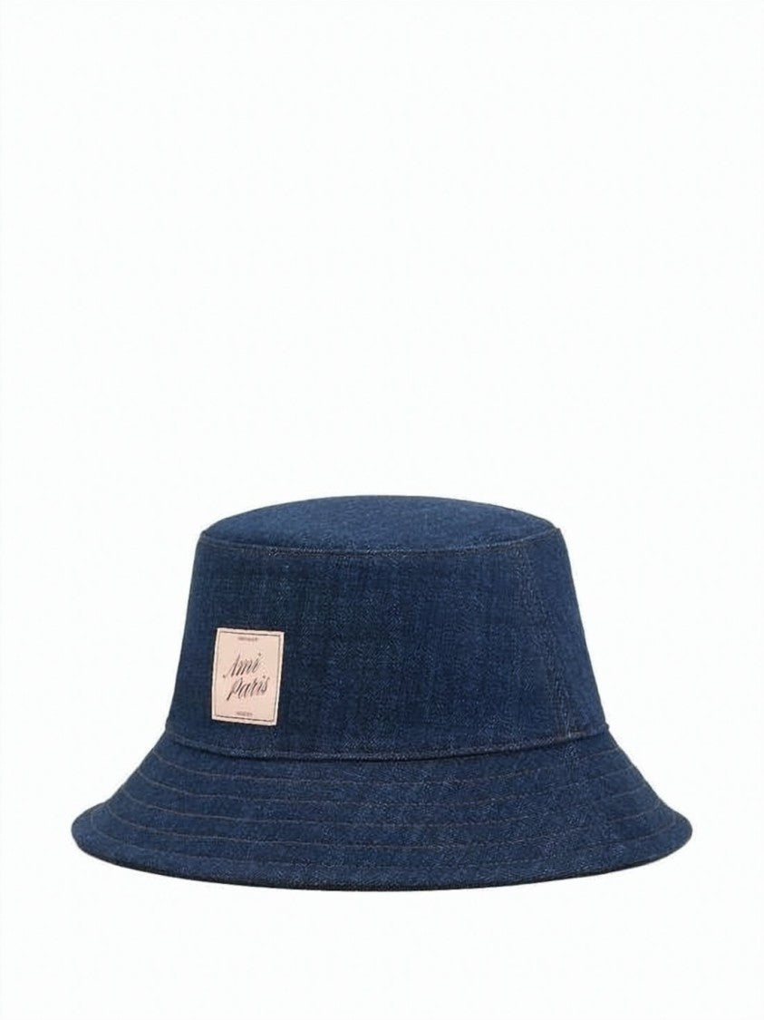 Ami Paris Denim Bucket Hat With Subtle Brand Patch
