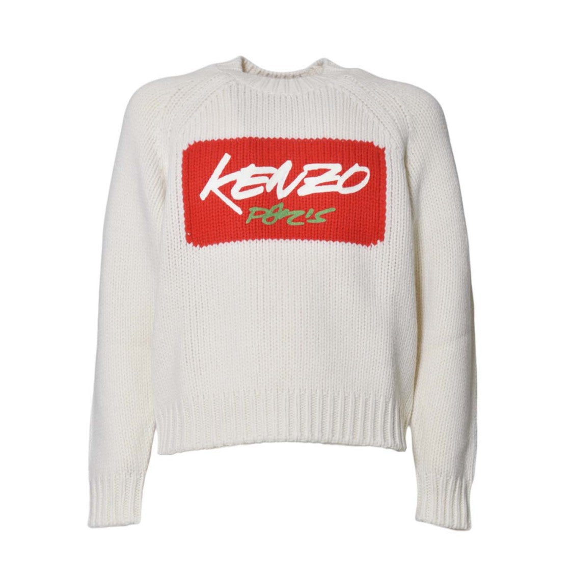 Kenzo Chunky Knit Jumper With Bold Rectangular Patch