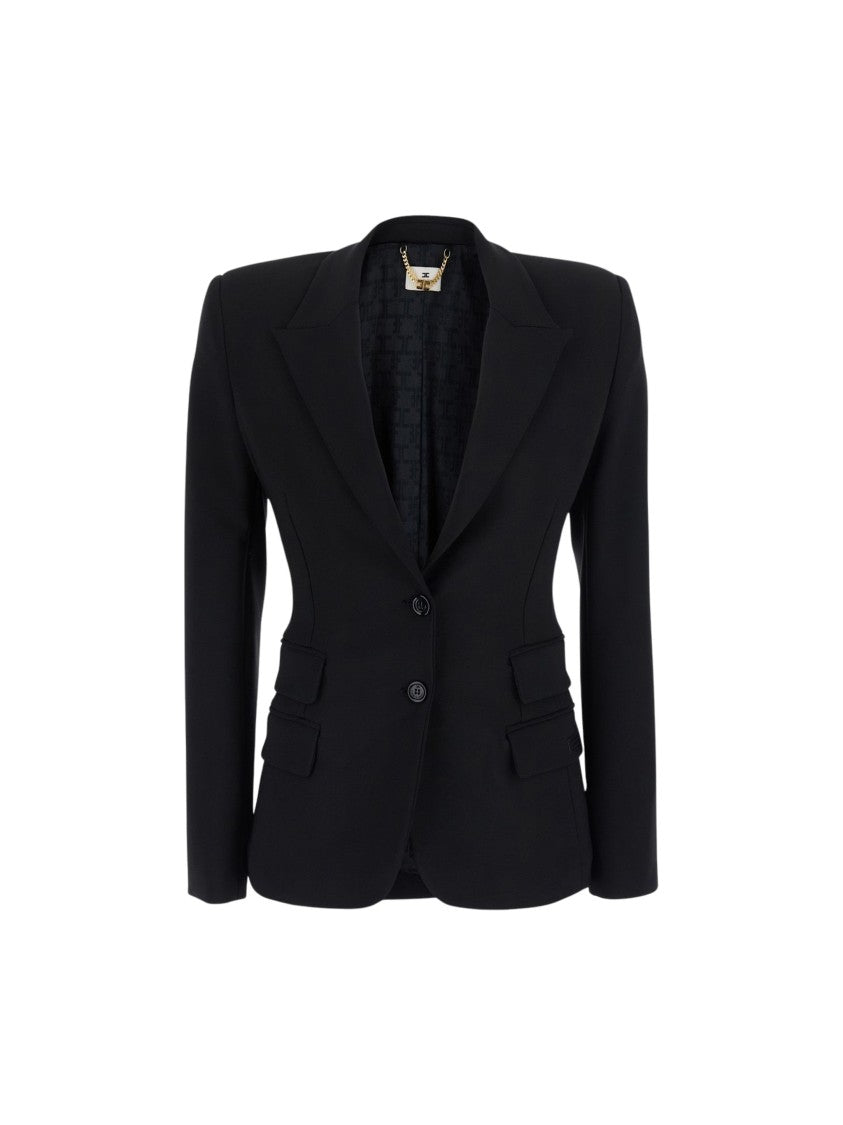 Elisabetta Franchi Black Structured Polyester-Blend Blazer