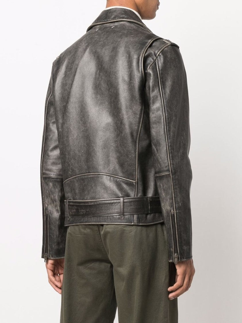 Golden Goose Golden Chiodo Distressed Bull Leather Jacket