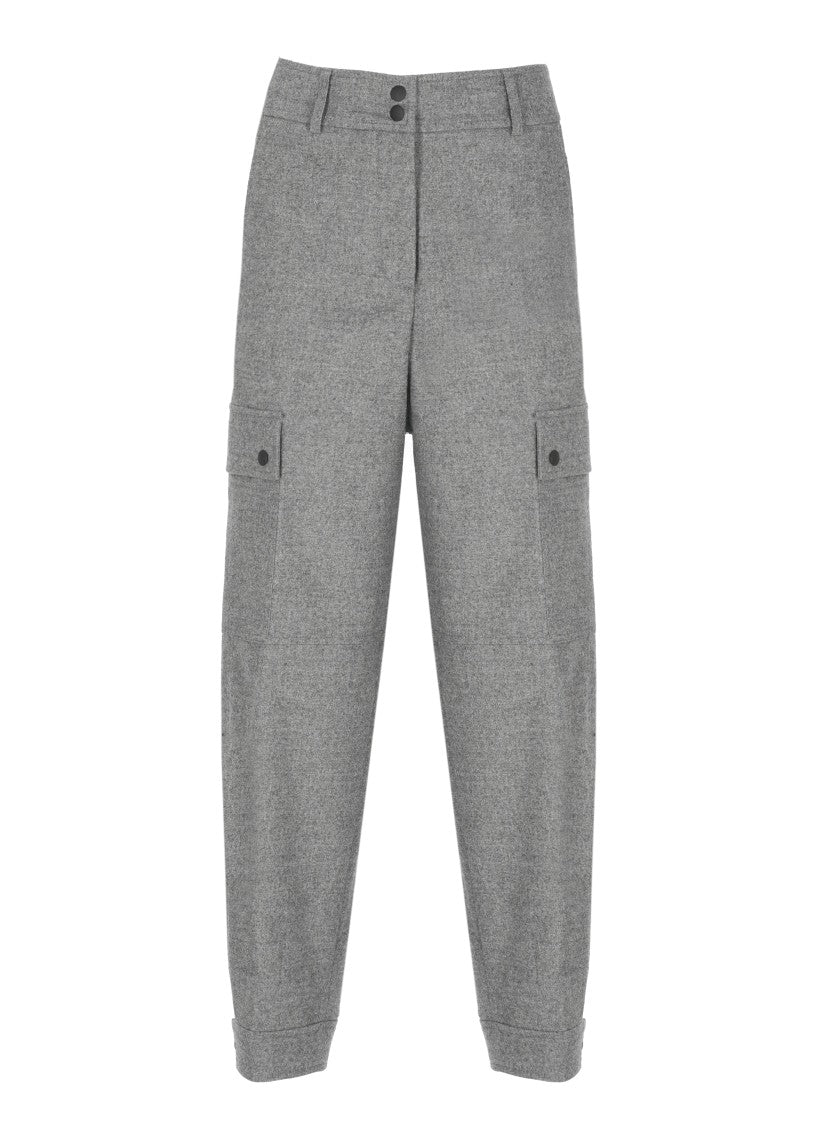 Peserico Grey Utility Straight-Leg Pants