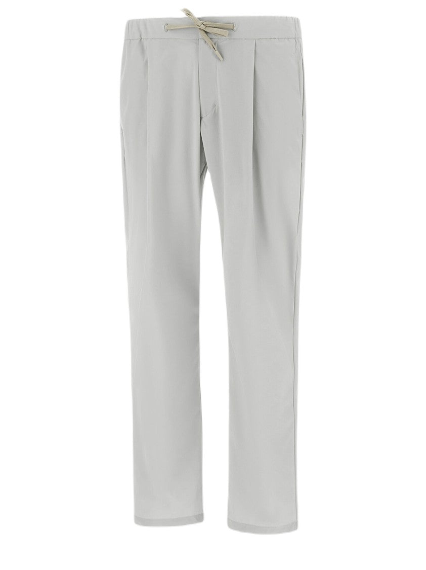 Herno Classic Cut Grey Stretch Nylon Trousers With Elastic Waistband