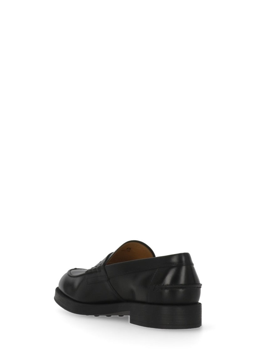 Tod's Black Front Mask Leather Loafers