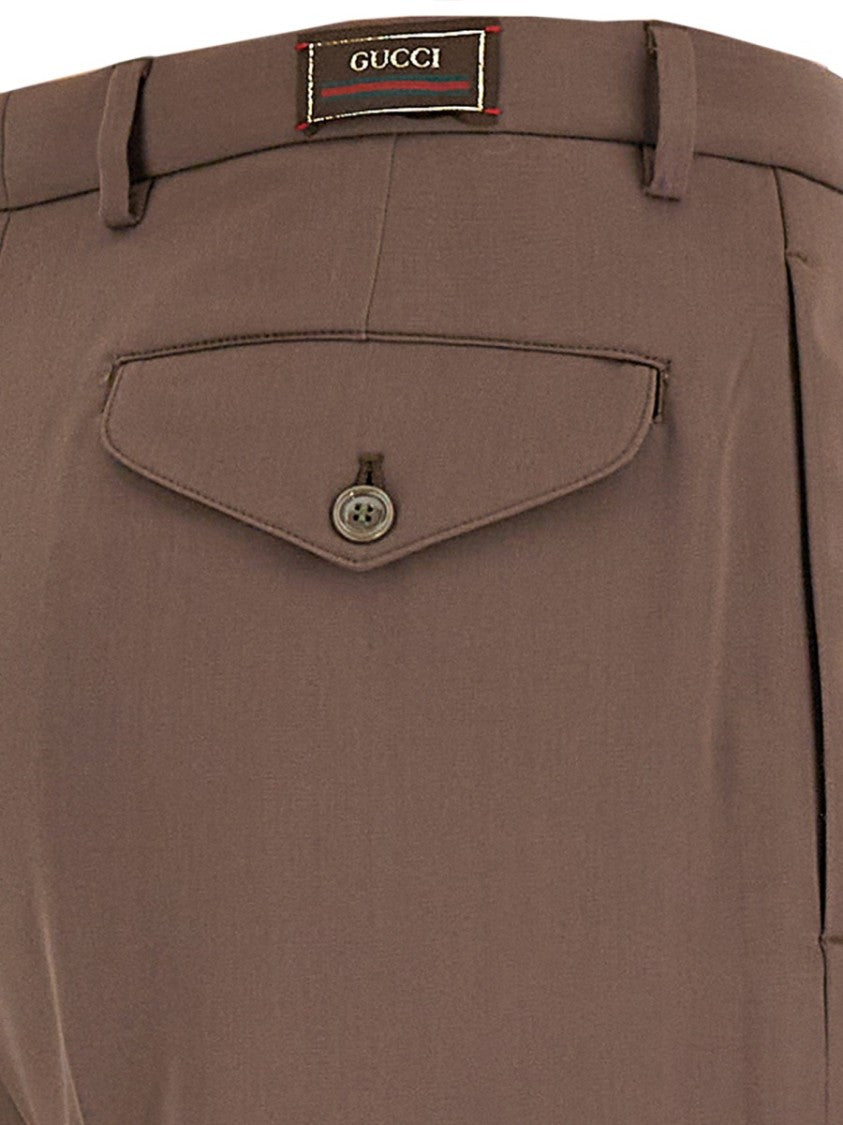 Gucci Refined Wool Trousers With Iconic Web Detail