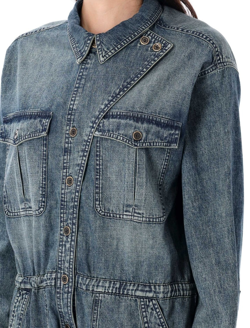 Isabel Marant Étoile Nadia Washed Denim Utility Jumpsuit