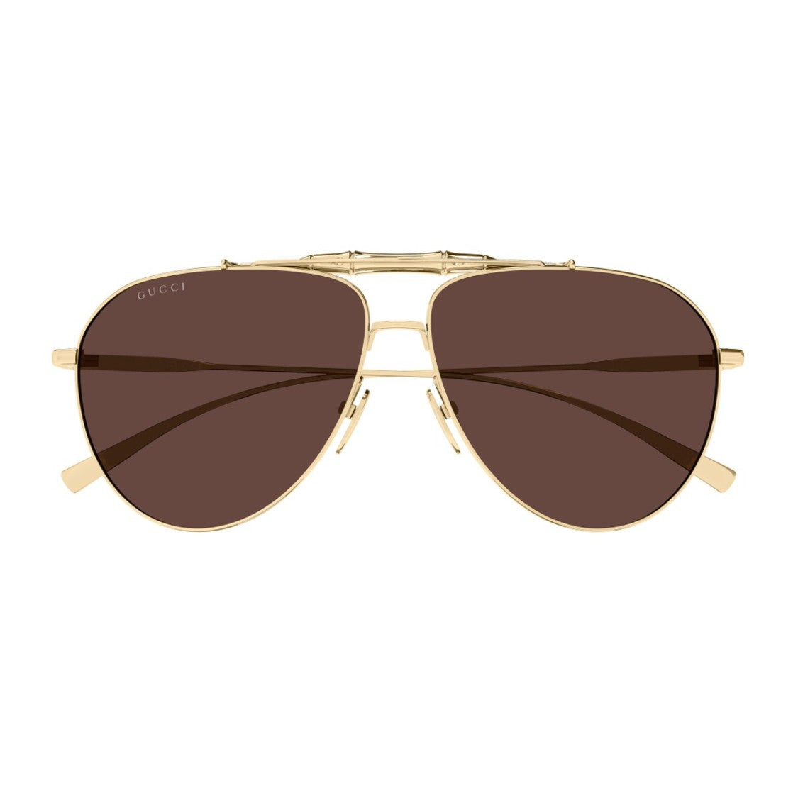 Gucci Gold Linea Sign Metal Pilot Sunglasses