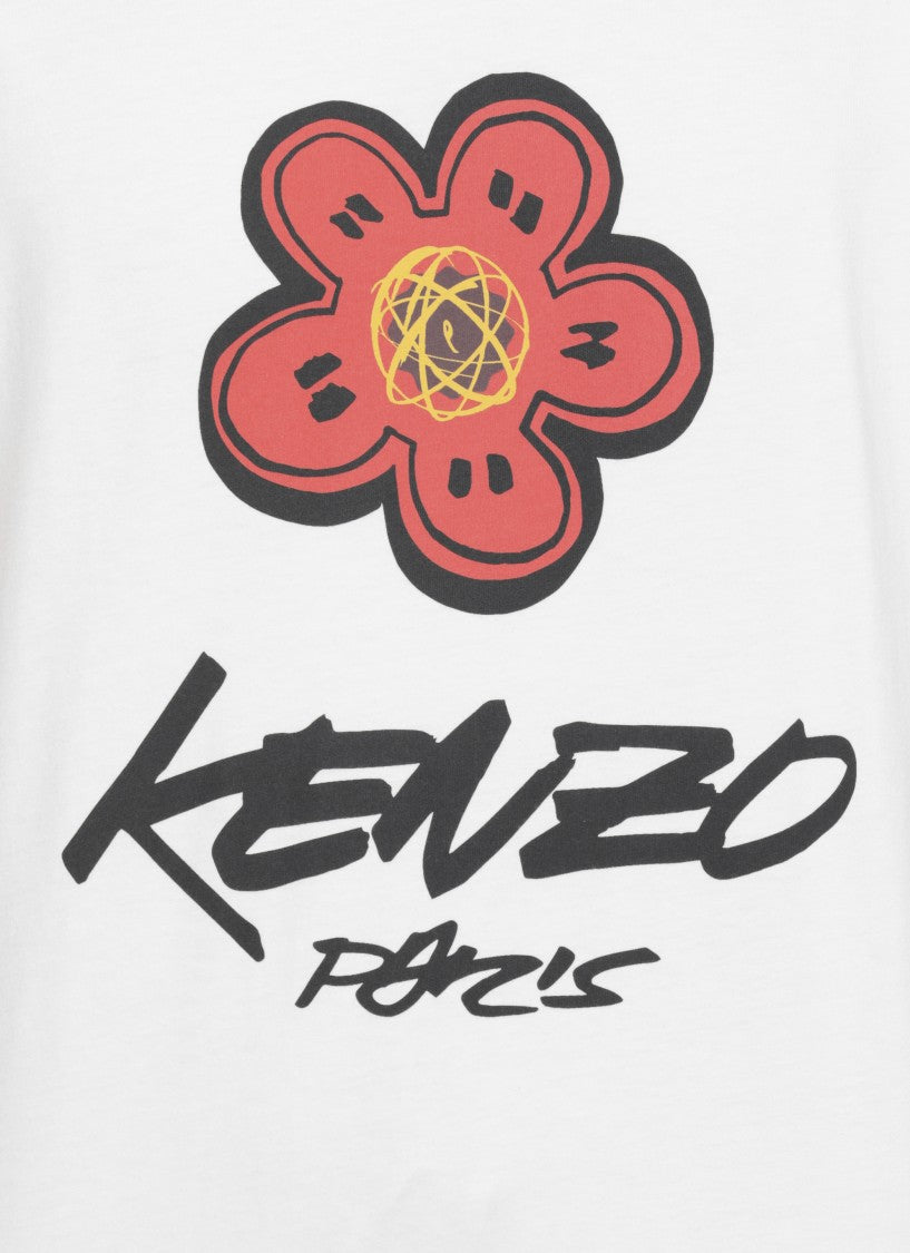 Kenzo Boke Flower Print White Cotton T-Shirt