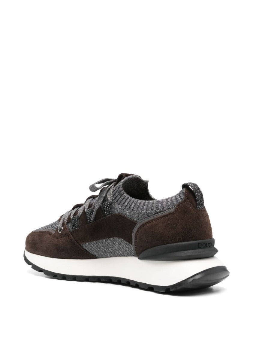 Doucal's Leather-Trim Sneakers