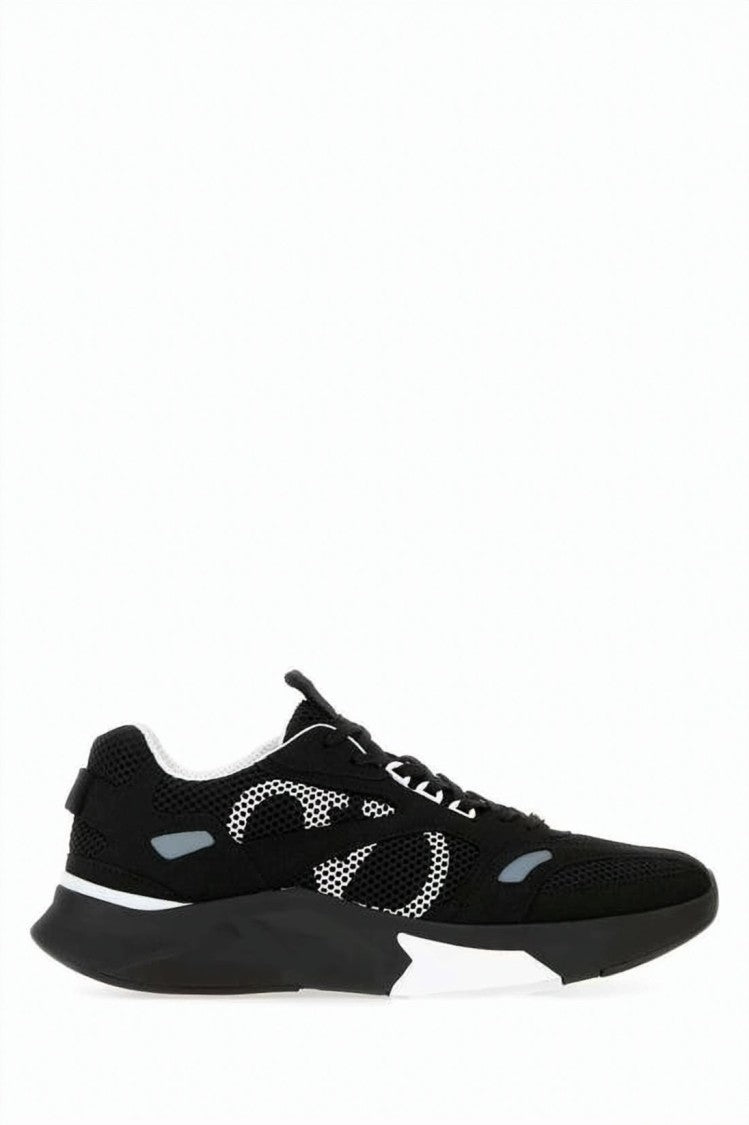Valentino Garavani Valentino Garavani Black Suede And Mesh Sneakers