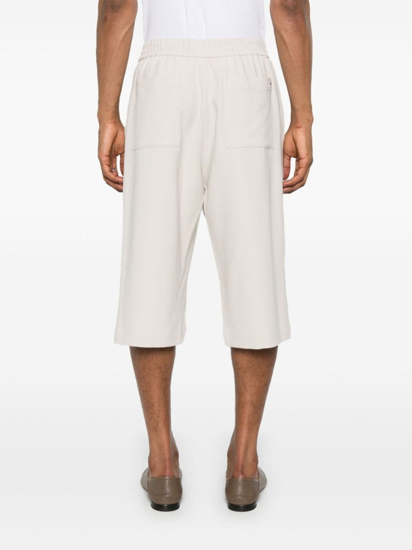 Ami Paris Light Beige Elasticated Waistband Cotton Shorts