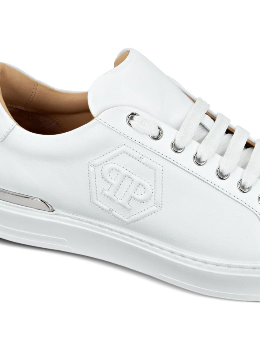 Philipp Plein White Embossed Sneakers