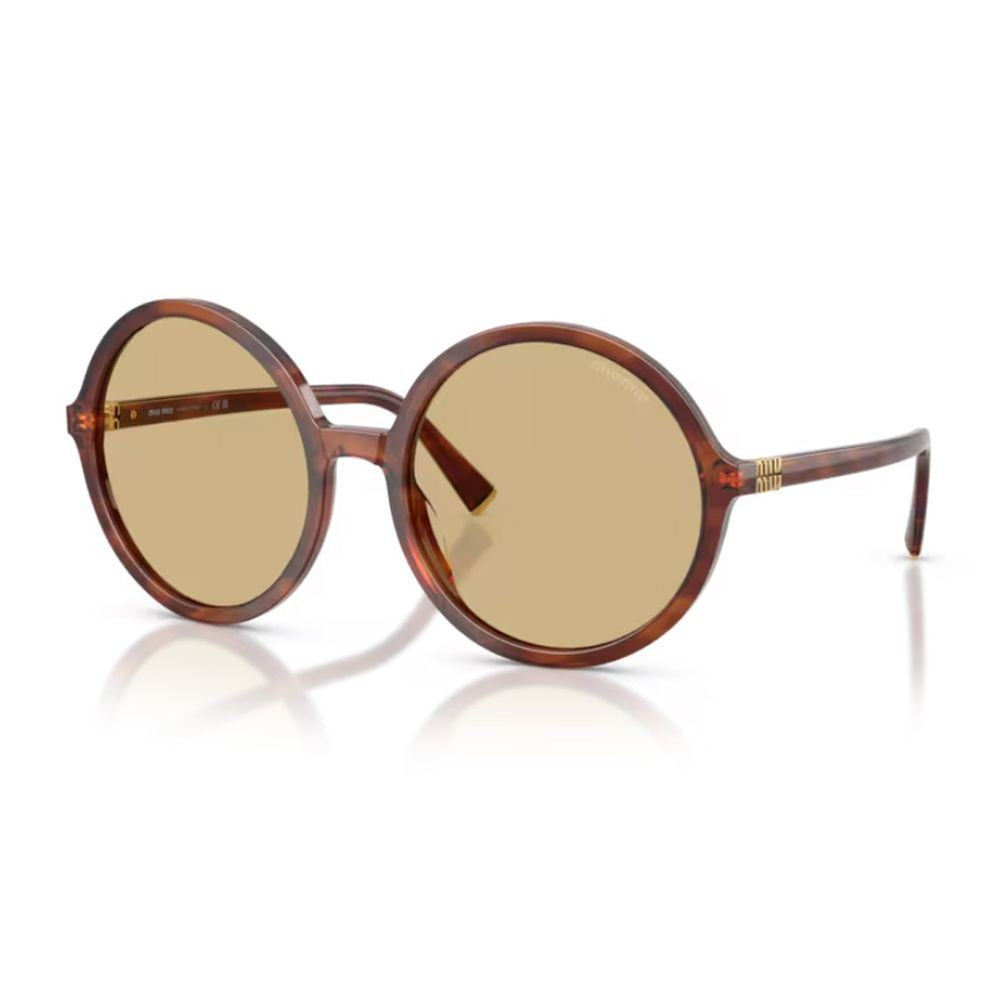 Miu Miu 0Mu B02s Miu Regard Oversized Round Tobacco Striated Sunglasses