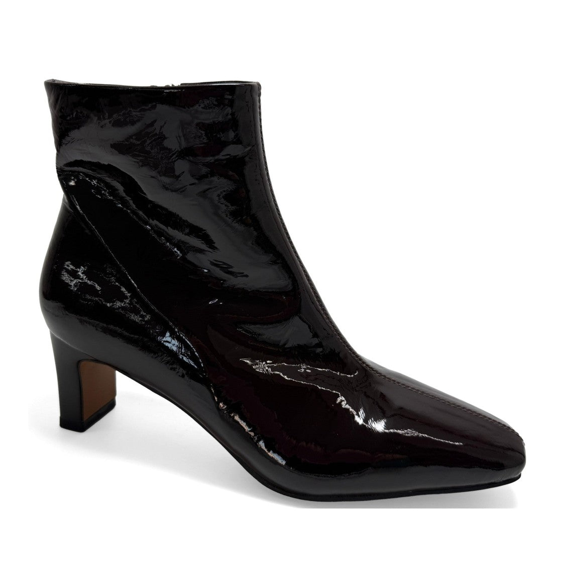Sergio Moretti Brown Pointed Toe Mid-Height Side Zipper Patent Leather Boots