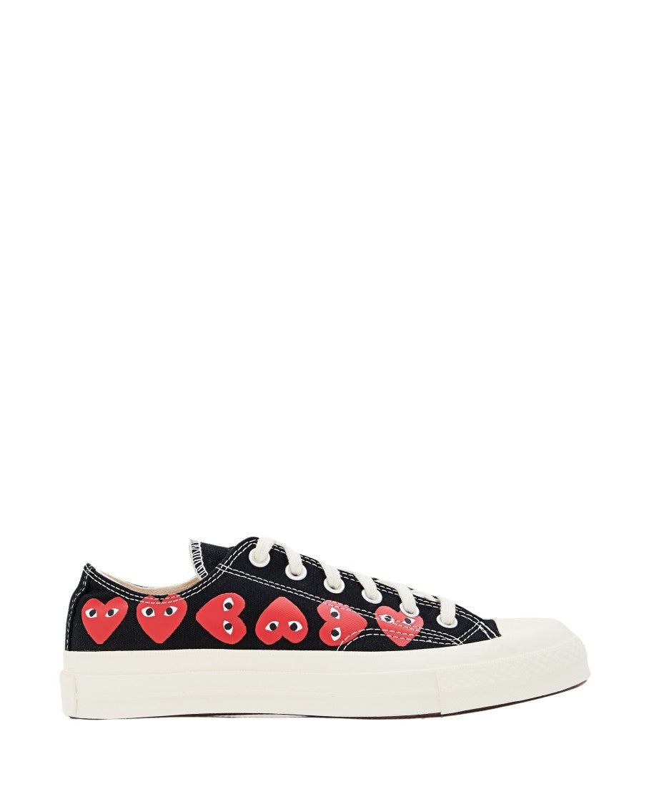 Comme Des Garçons Low-Top Sneakers With Heart Motifs And Rubber Sole