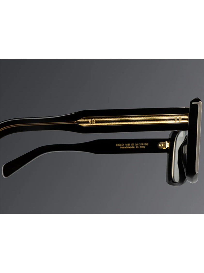Cutler And Gross Oversized Black Rectangular Glasses With Gold Accents