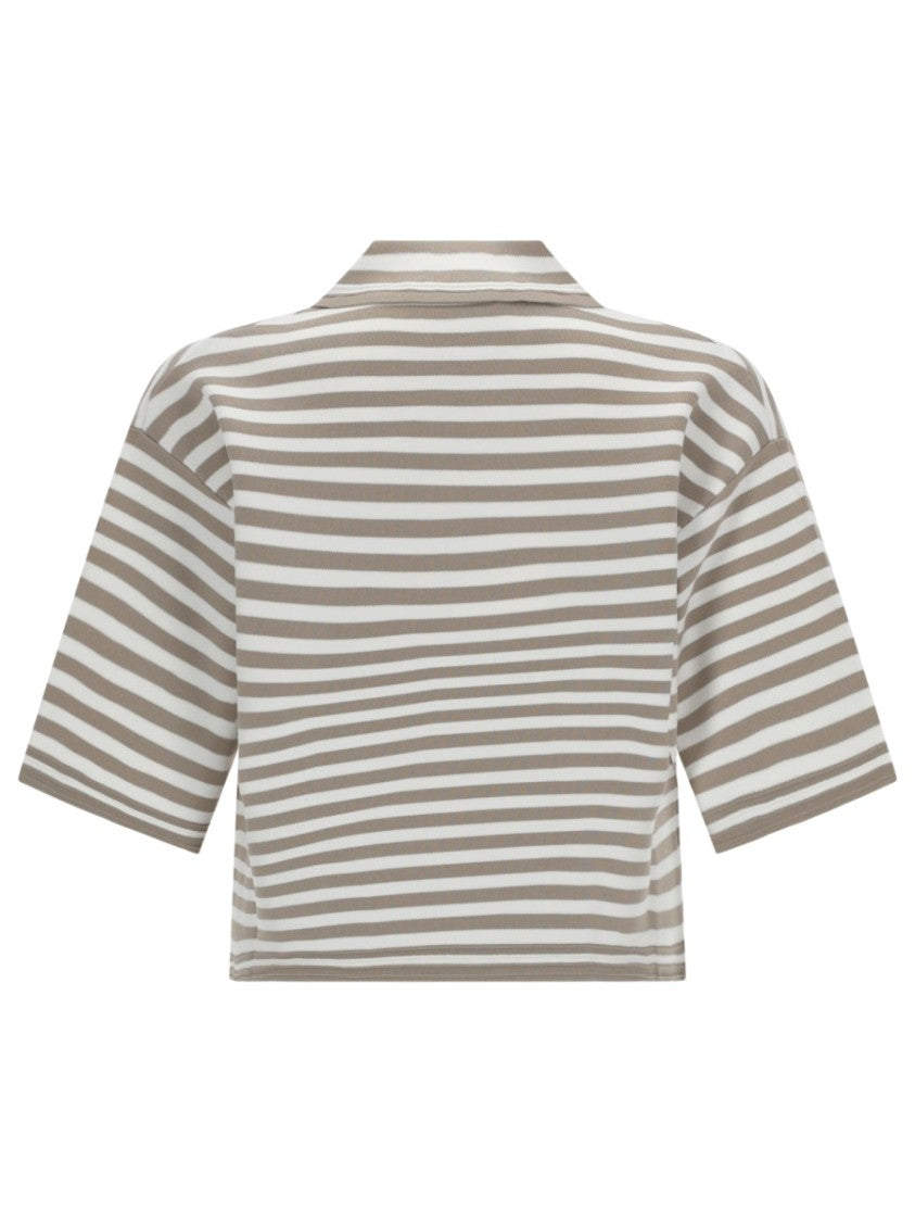 Max Mara Boxy Cropped Striped Viscose-Blend Top