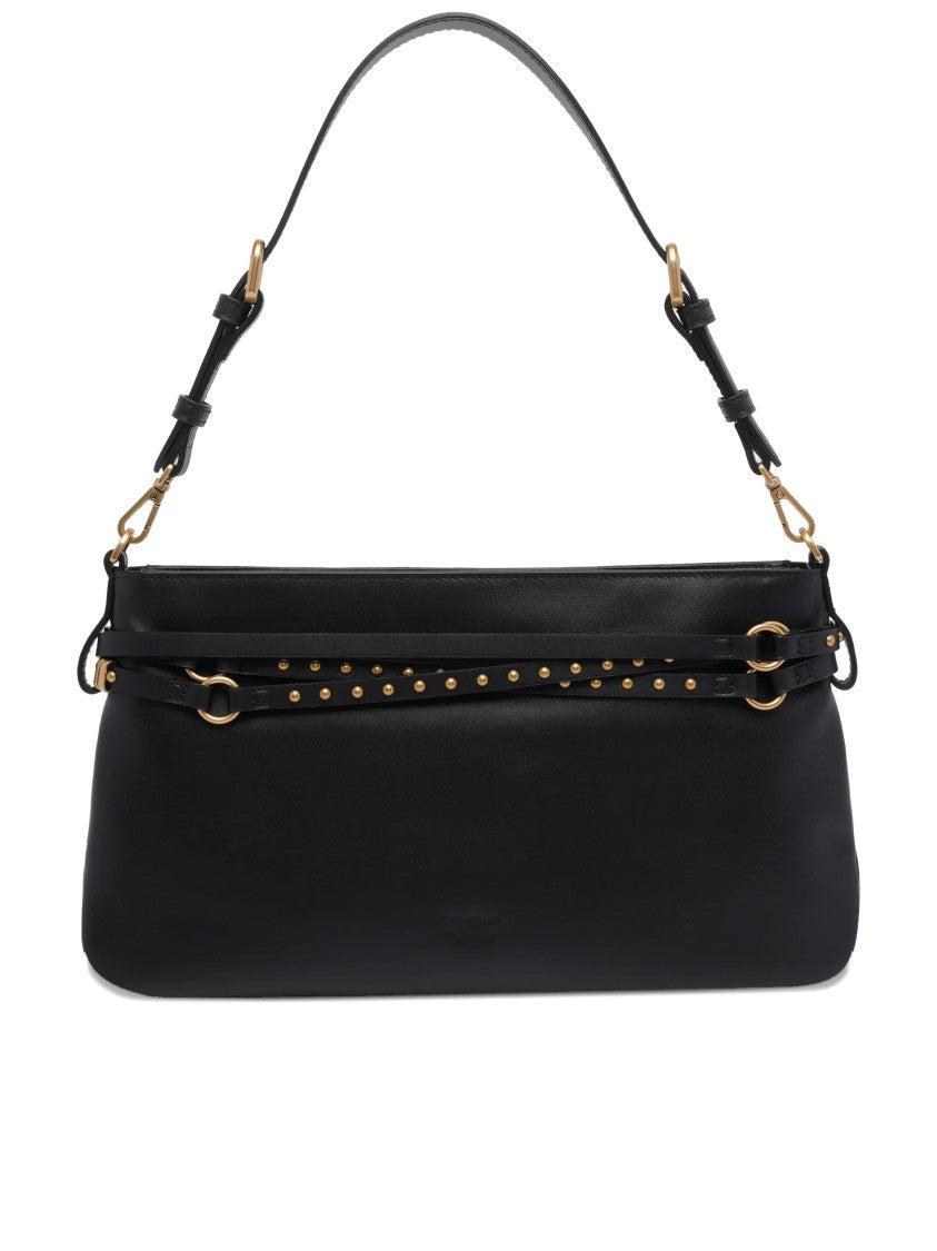 Pinko Black Mini Structured Leather Shoulder Bag